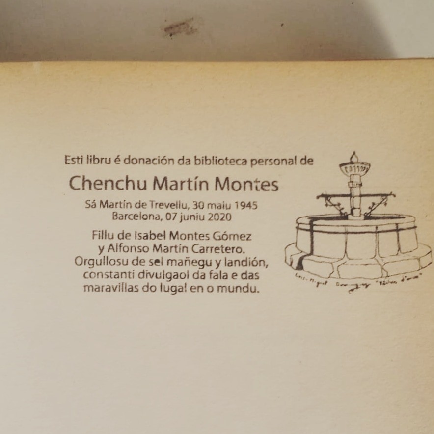 Illustration du timbre de donation posthume des livres de Chenchu Martin Montes