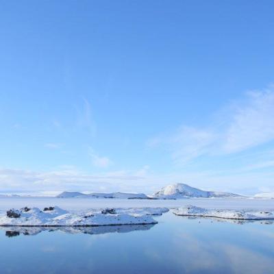 Volcans et lac, Iceland, fevrier 2012